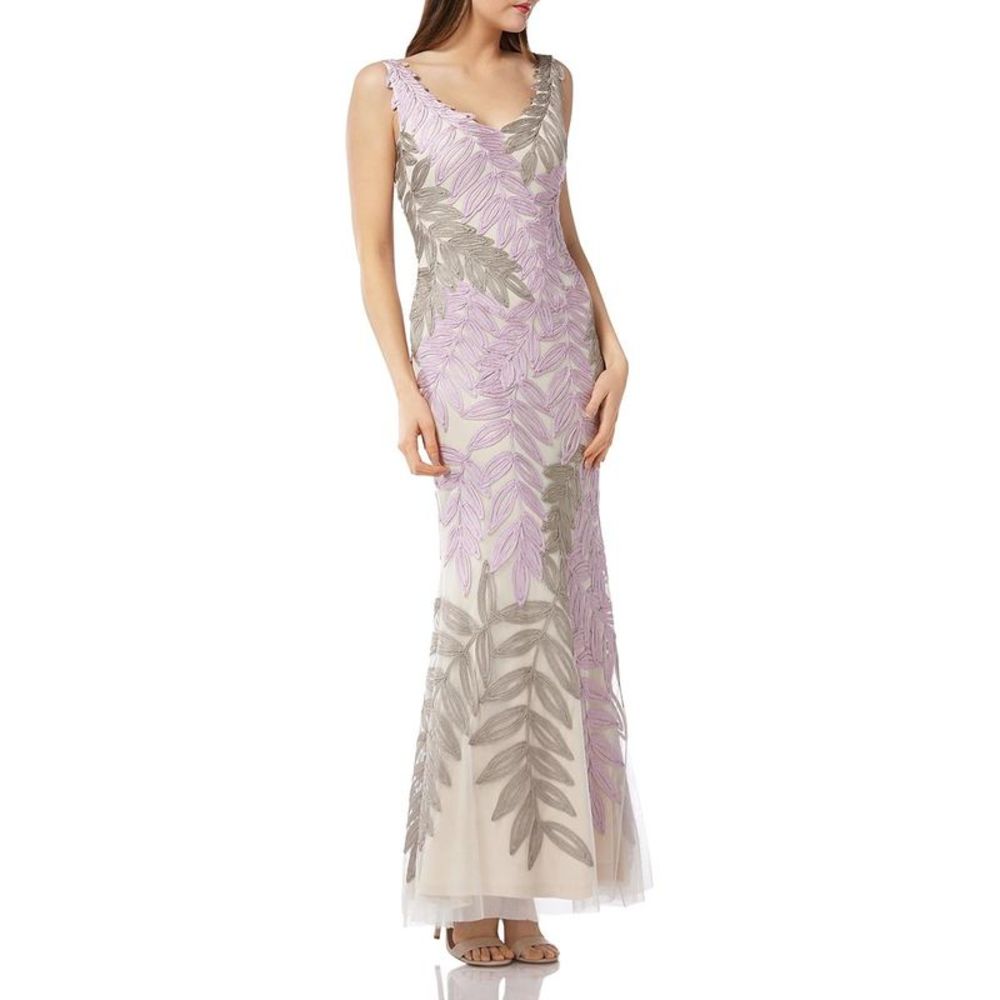 JS Collections Womens Pink Soutache Two Tone Formal Evening Dress Gown